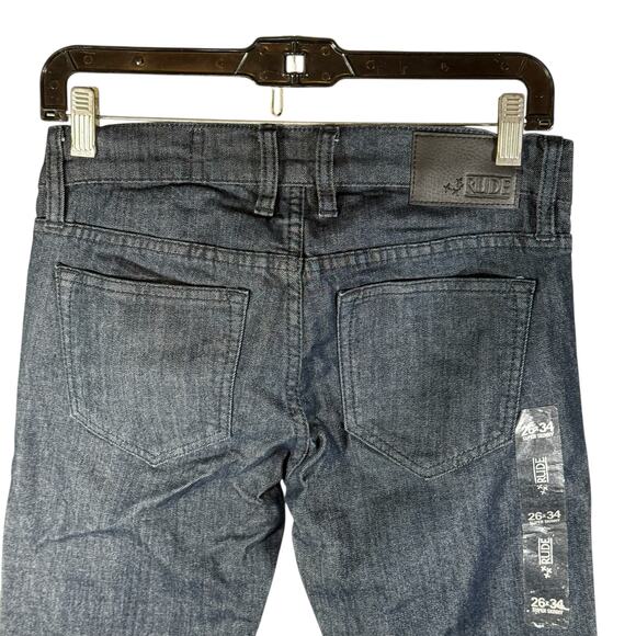 RUDE Hot Topic NWT Men's 26x34 Dark Indigo Blue Super Skinny Jeans Stretch - Picture 8 of 10